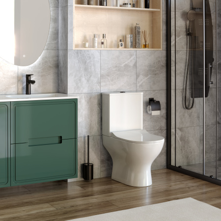 Унитаз напольный с бачком Taliente Arte AR35045+Nero pulsante белый с сиденьем безободковый душевой смыв